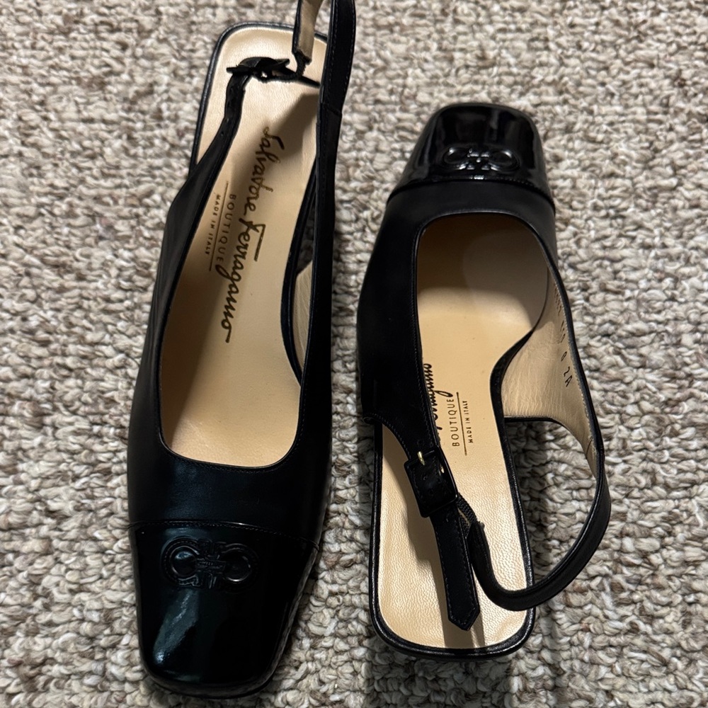 Salvatore Ferragamo Black Patent Leather Heels